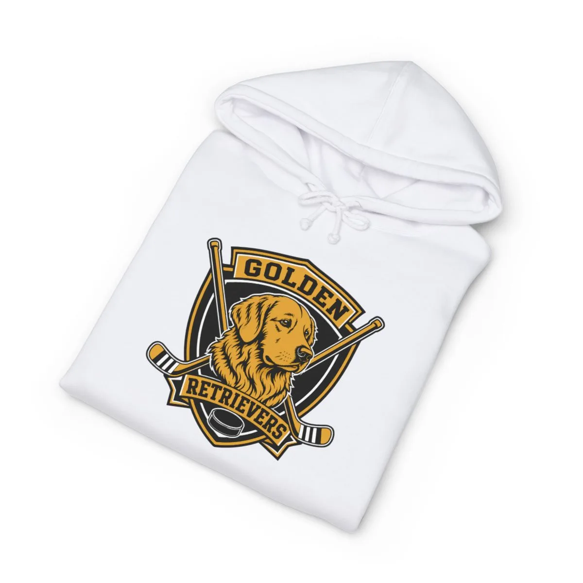 Golden Retrievers Crossed Shield — Hoodie in White, view 3 of 3