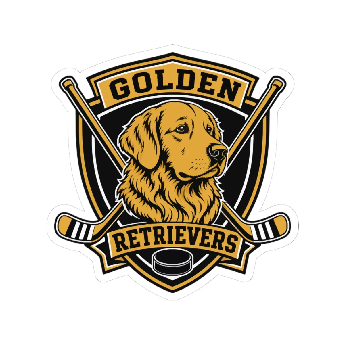 Golden Retrievers Crossed Shield — Sticker in White vinyl, view 1 of 1