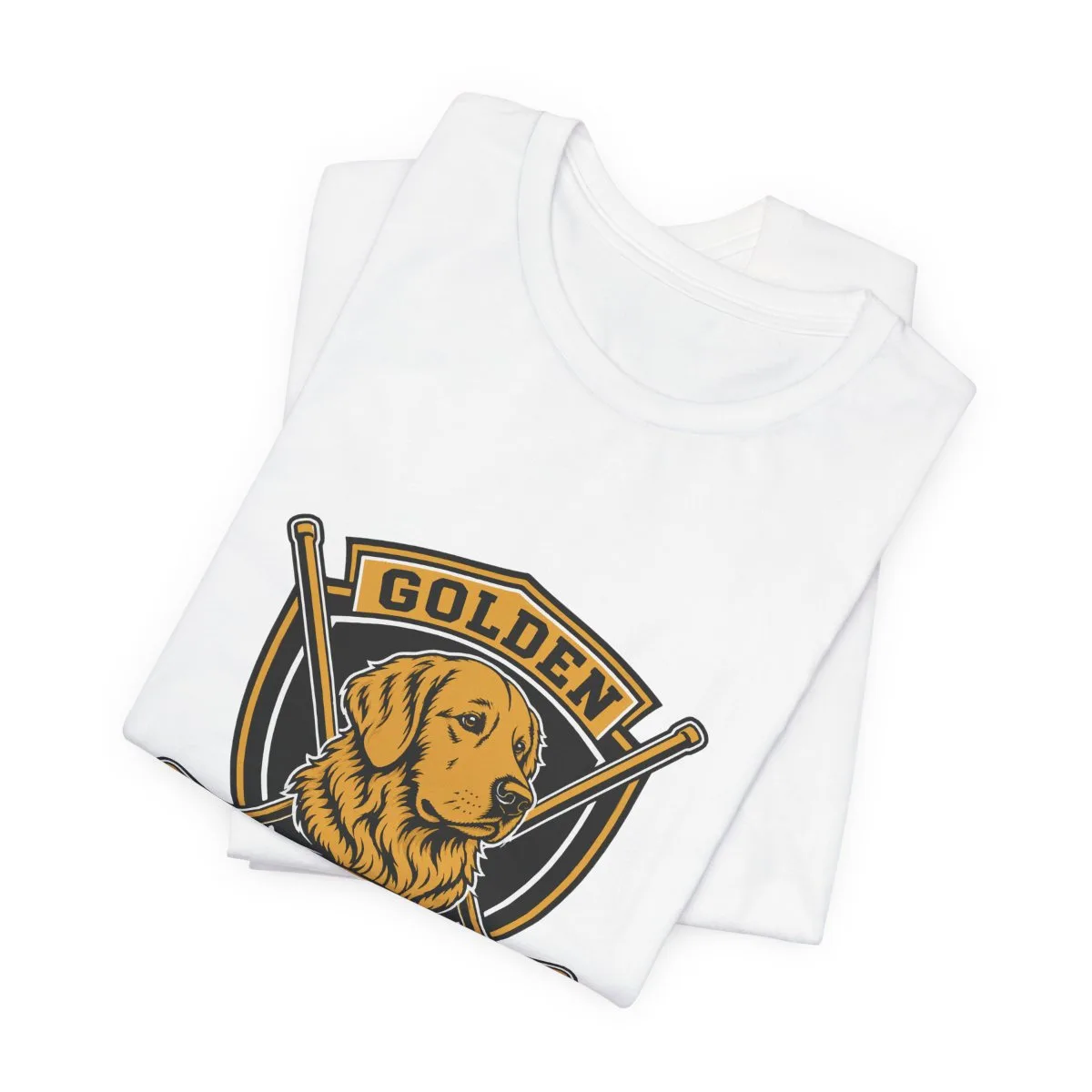 Golden Retrievers Crossed Shield — Tee in White, view 4 of 4