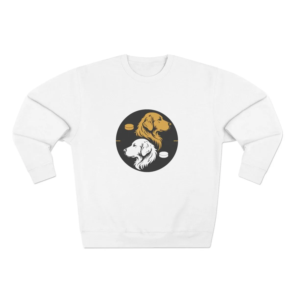 Golden Retrievers Faceoff — Crewneck in White, view 1 of 4