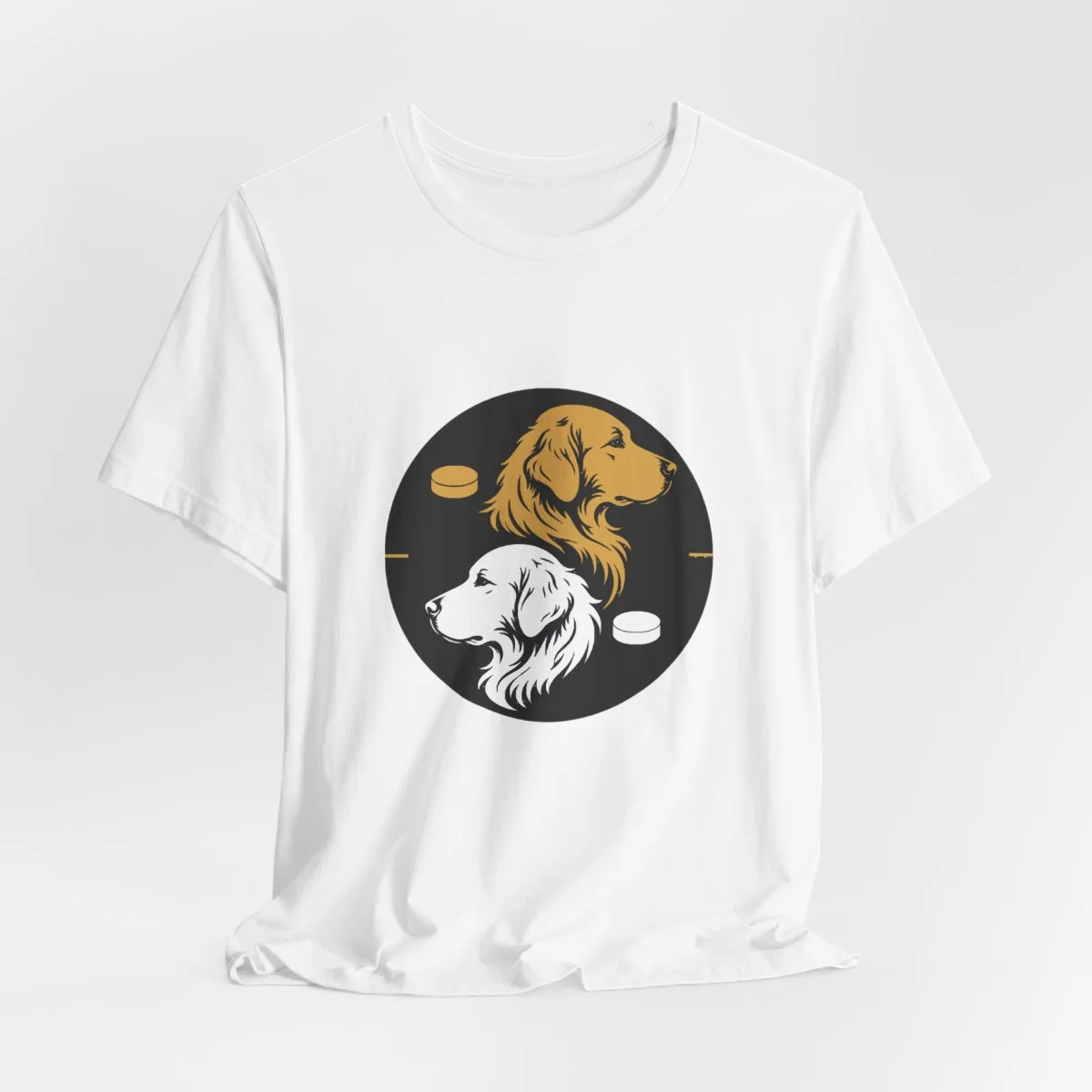 Golden Retrievers Faceoff — Tee in White, view 3 of 4