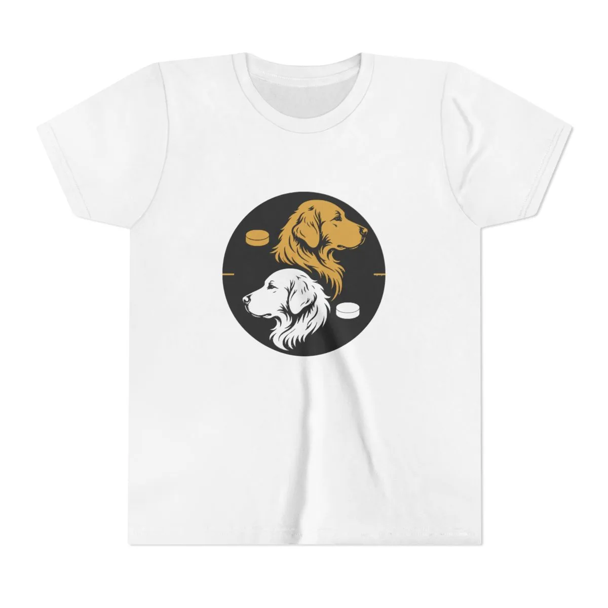 Golden Retrievers Faceoff — Youth Tee in White, view 1 of 3