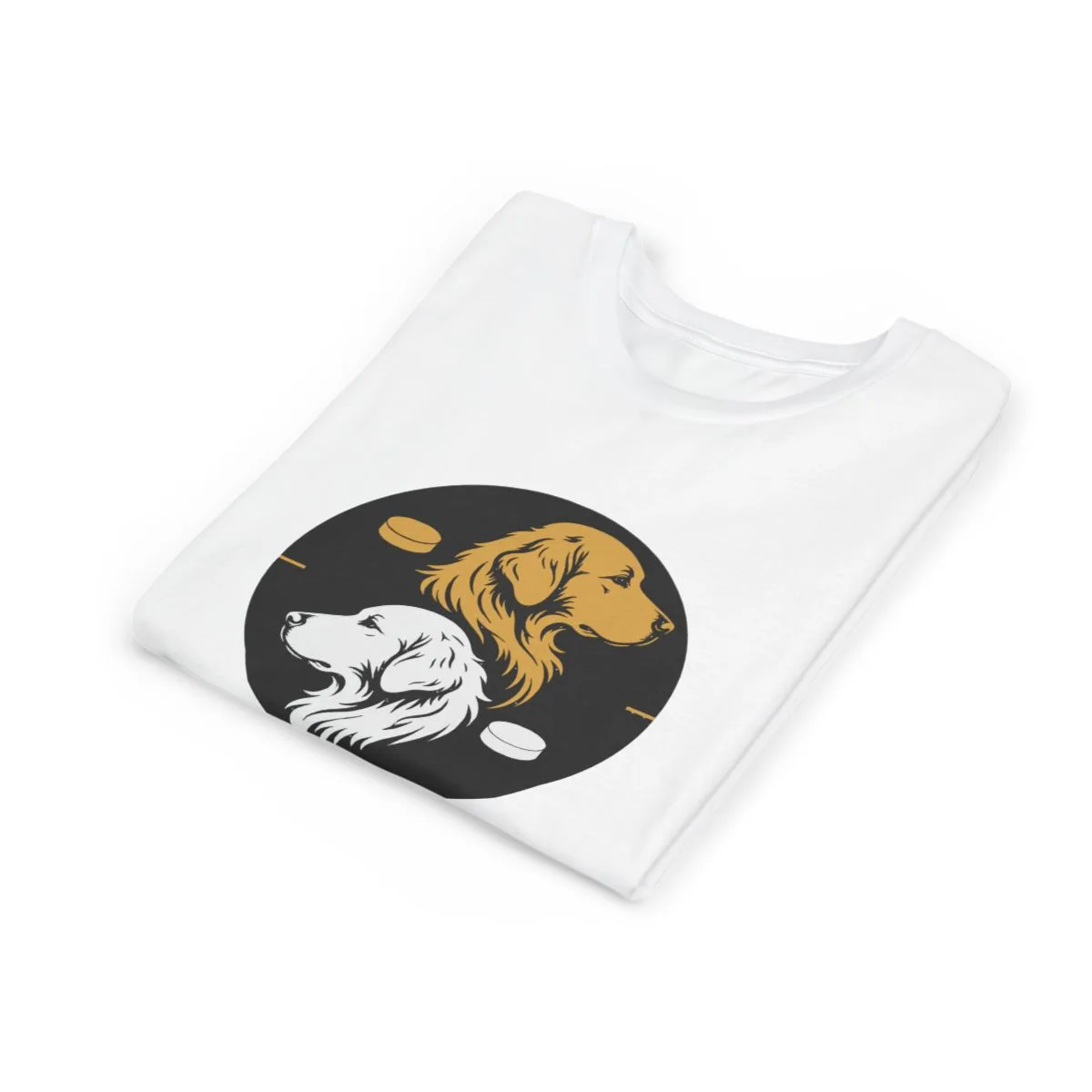 Golden Retrievers Faceoff — Youth Tee in White, view 3 of 3