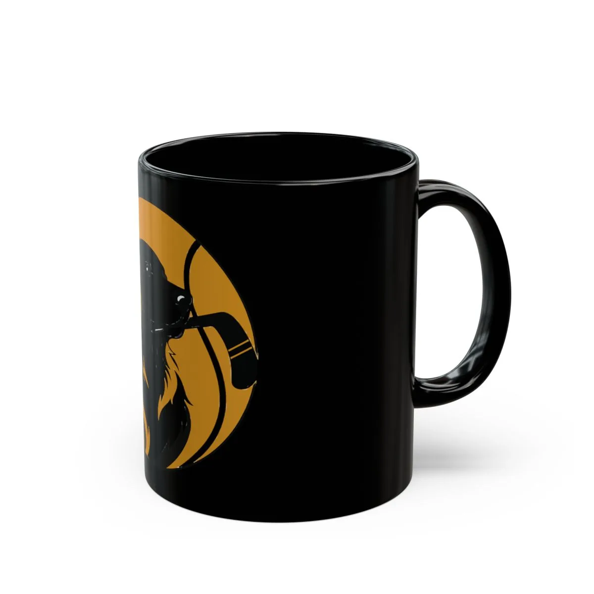 Golden Retrievers Stick Carry — Mug in Black, view 2 of 3