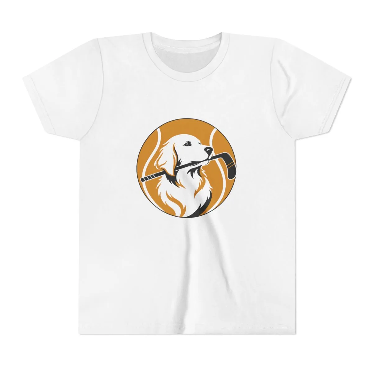 Golden Retrievers Stick Carry — Youth Tee in White, view 1 of 3