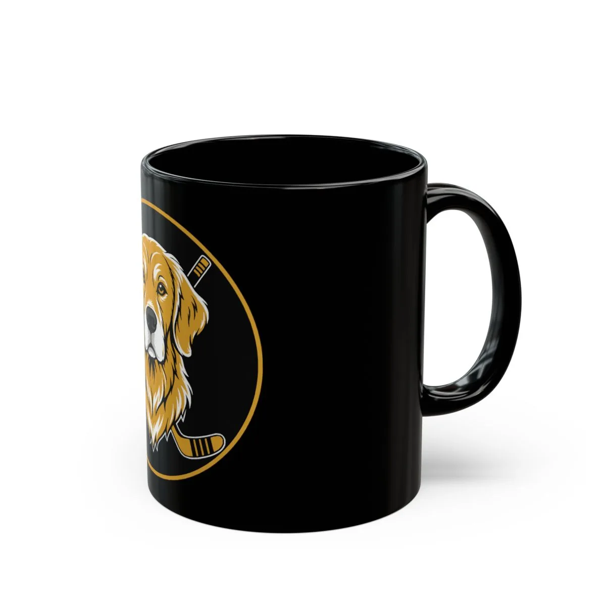 Golden Retrievers Mascot Medallion — Mug in Black, view 2 of 3