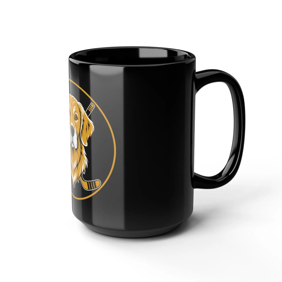 Golden Retrievers Mascot Medallion — Mug in Black, view 3 of 3