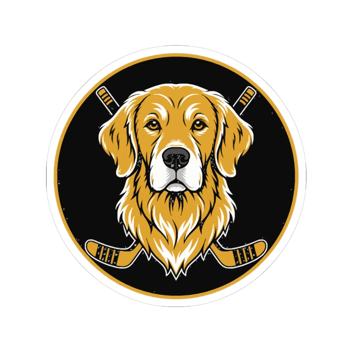Golden Retrievers Mascot Medallion — Sticker in White vinyl, view 1 of 1