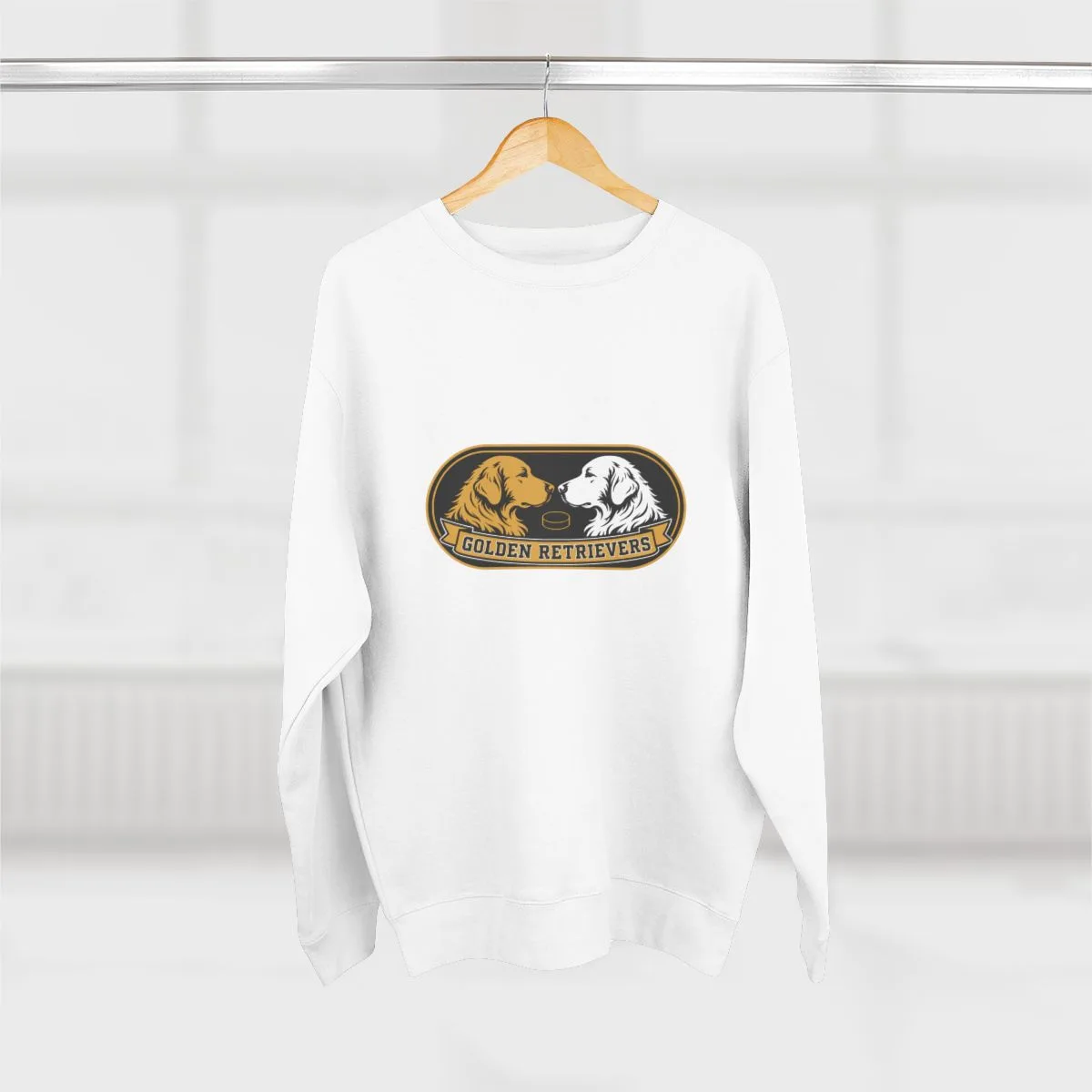 Golden Retrievers Boop — Crewneck in White, view 3 of 4
