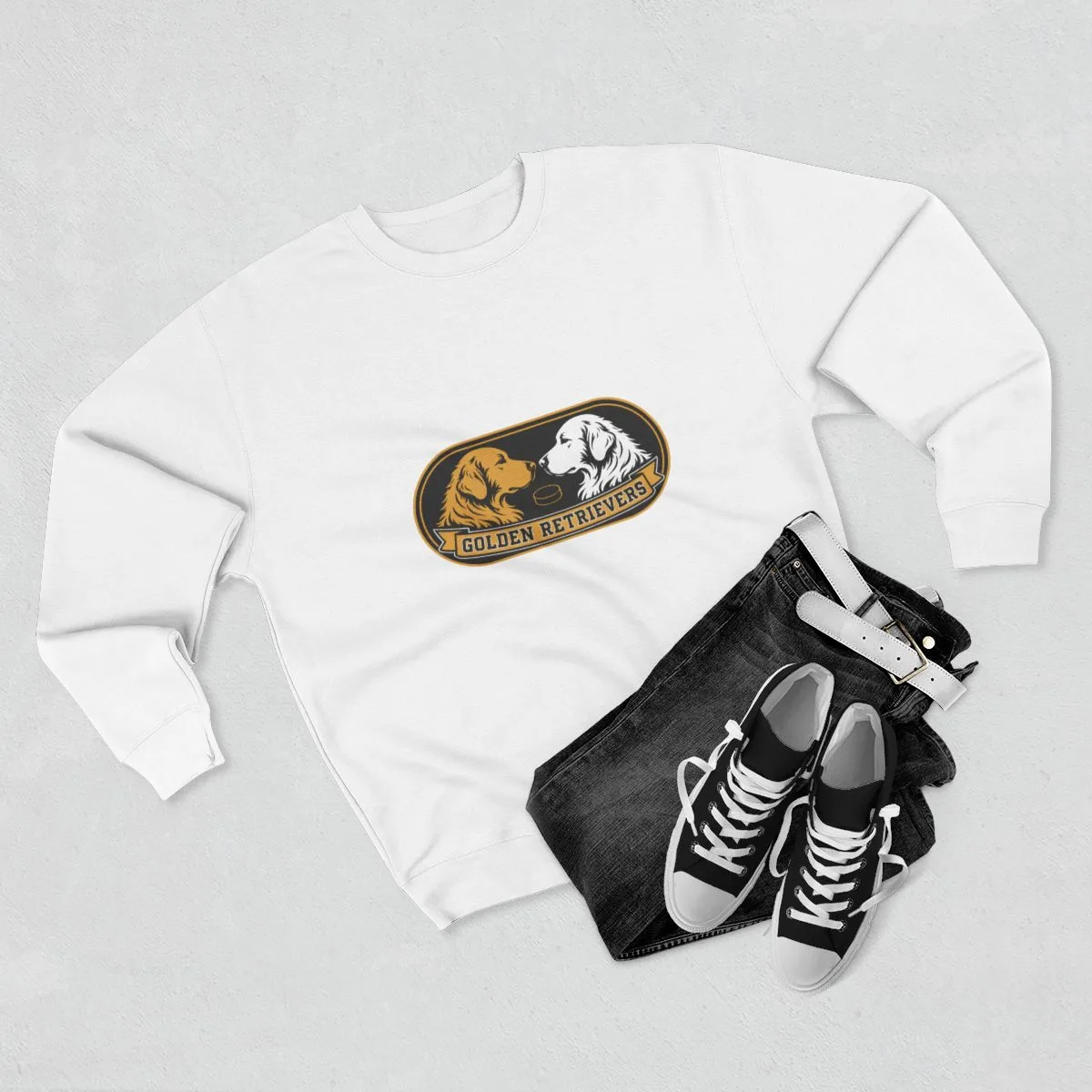 Golden Retrievers Boop — Crewneck in White, view 4 of 4