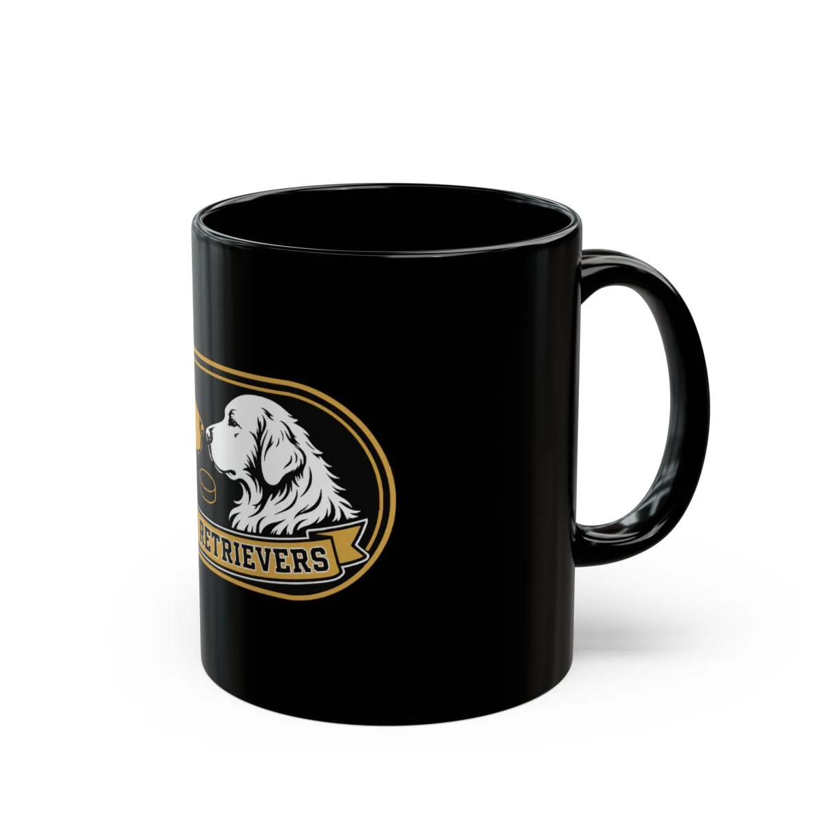 Golden Retrievers Boop — Mug in Black, view 2 of 3