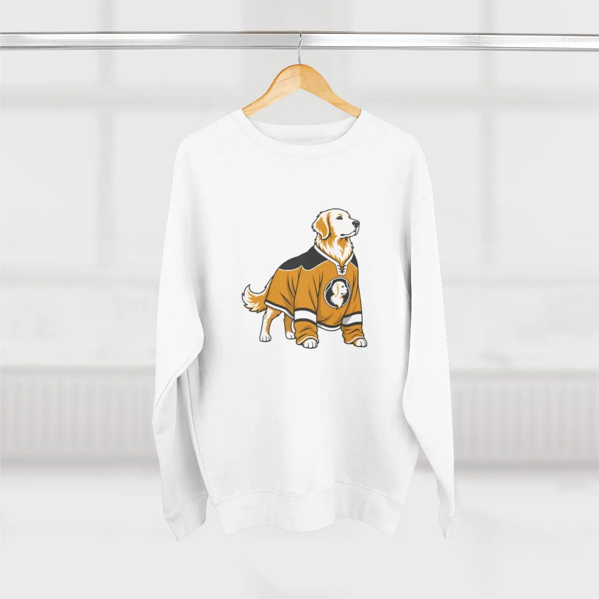 Golden Retrievers In Uniform — Crewneck in White, view 3 of 4