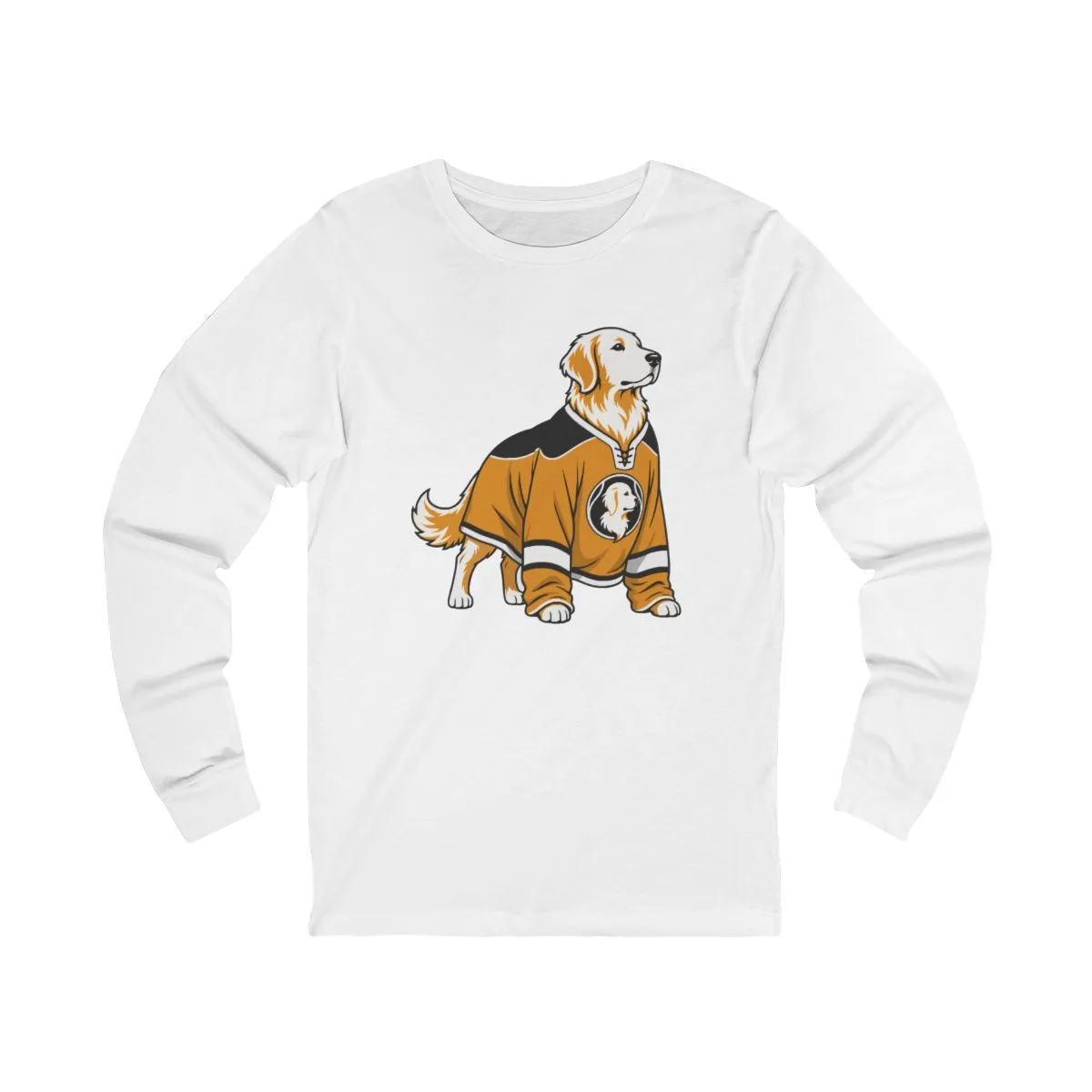 Golden Retrievers In Uniform — Long Sleeve Tee in White, view 1 of 4