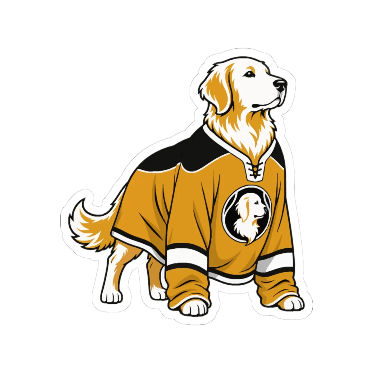 Golden Retrievers In Uniform — Sticker