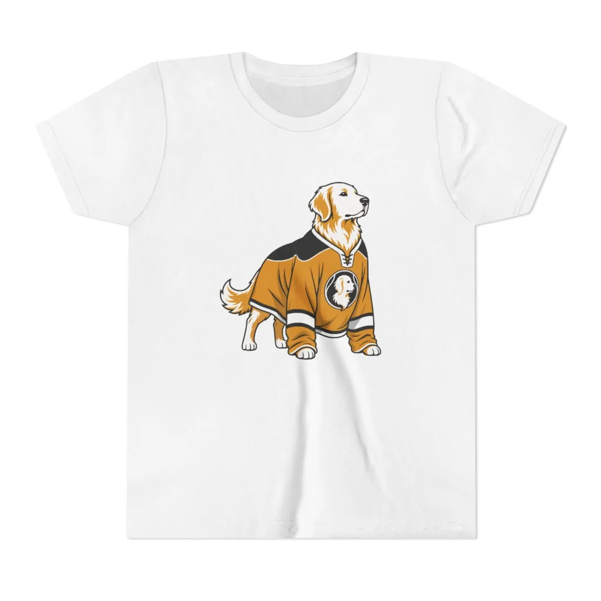 Golden Retrievers In Uniform — Youth Tee in White, view 1 of 3