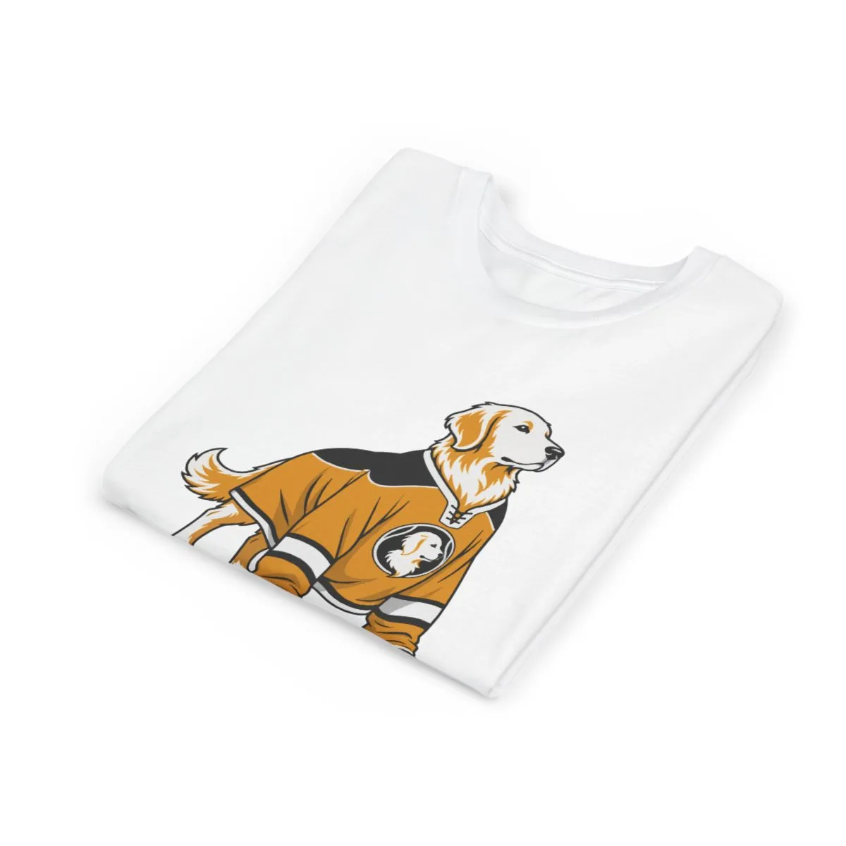 Golden Retrievers In Uniform — Youth Tee in White, view 3 of 3